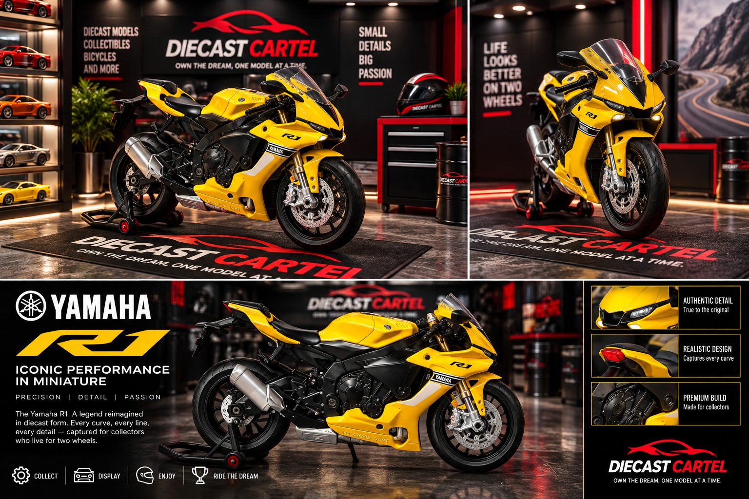 1:18 scale Yamaha YZF-R1 motorcycle model
