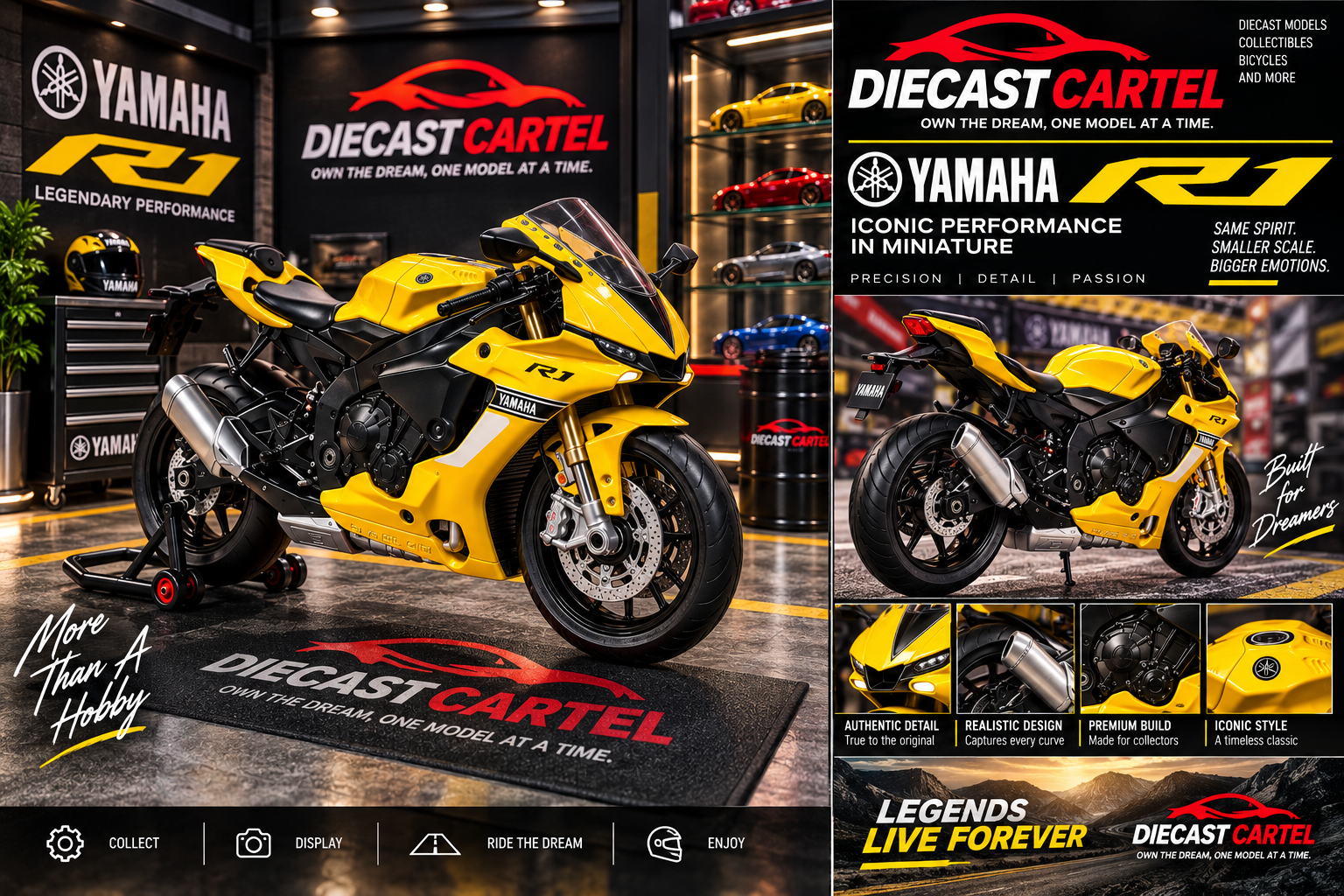 1:18 scale Yamaha YZF-R1 motorcycle model
