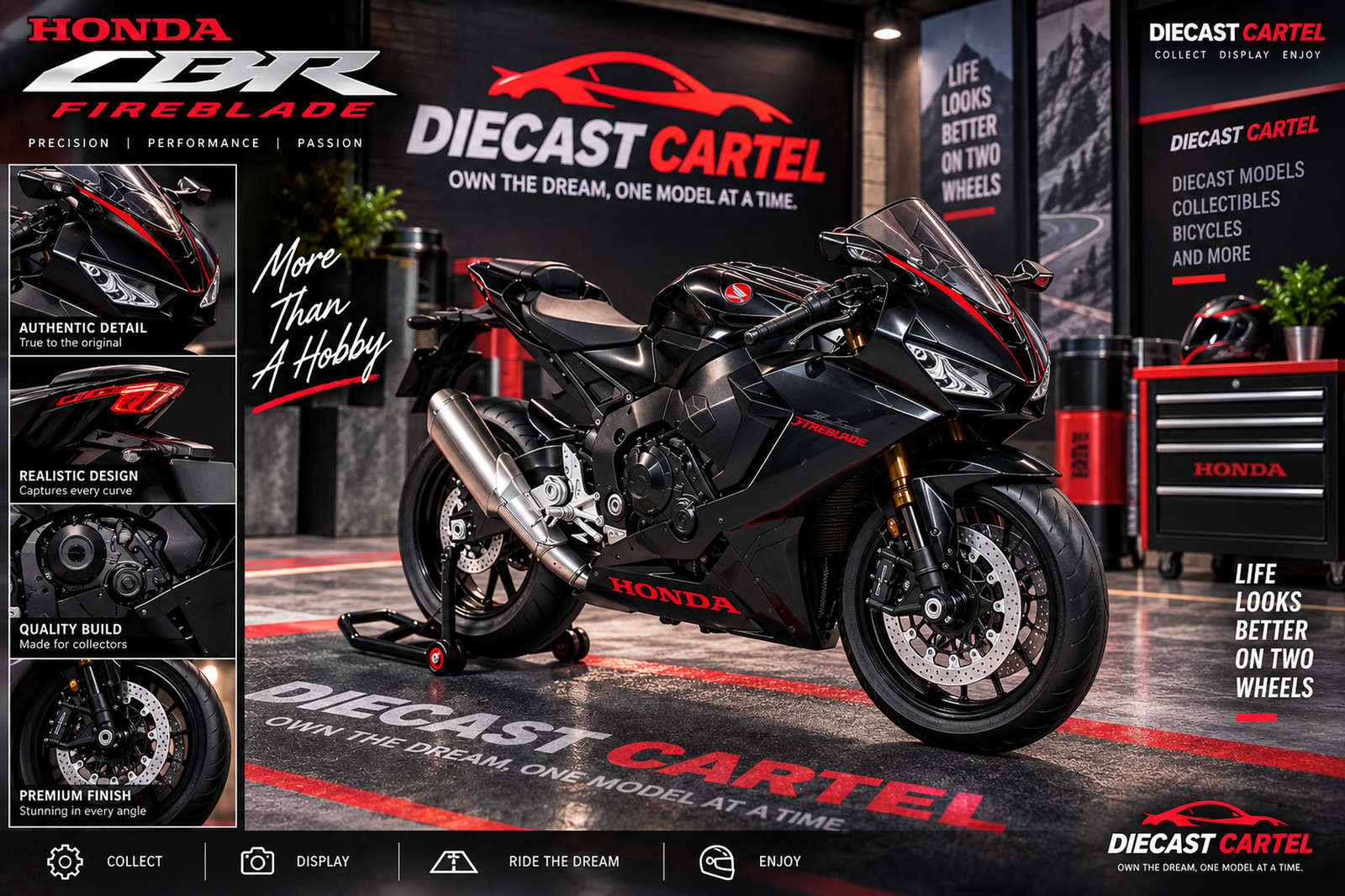 1:18 scale Honda CBR1000RR Fireblade motorcycle model