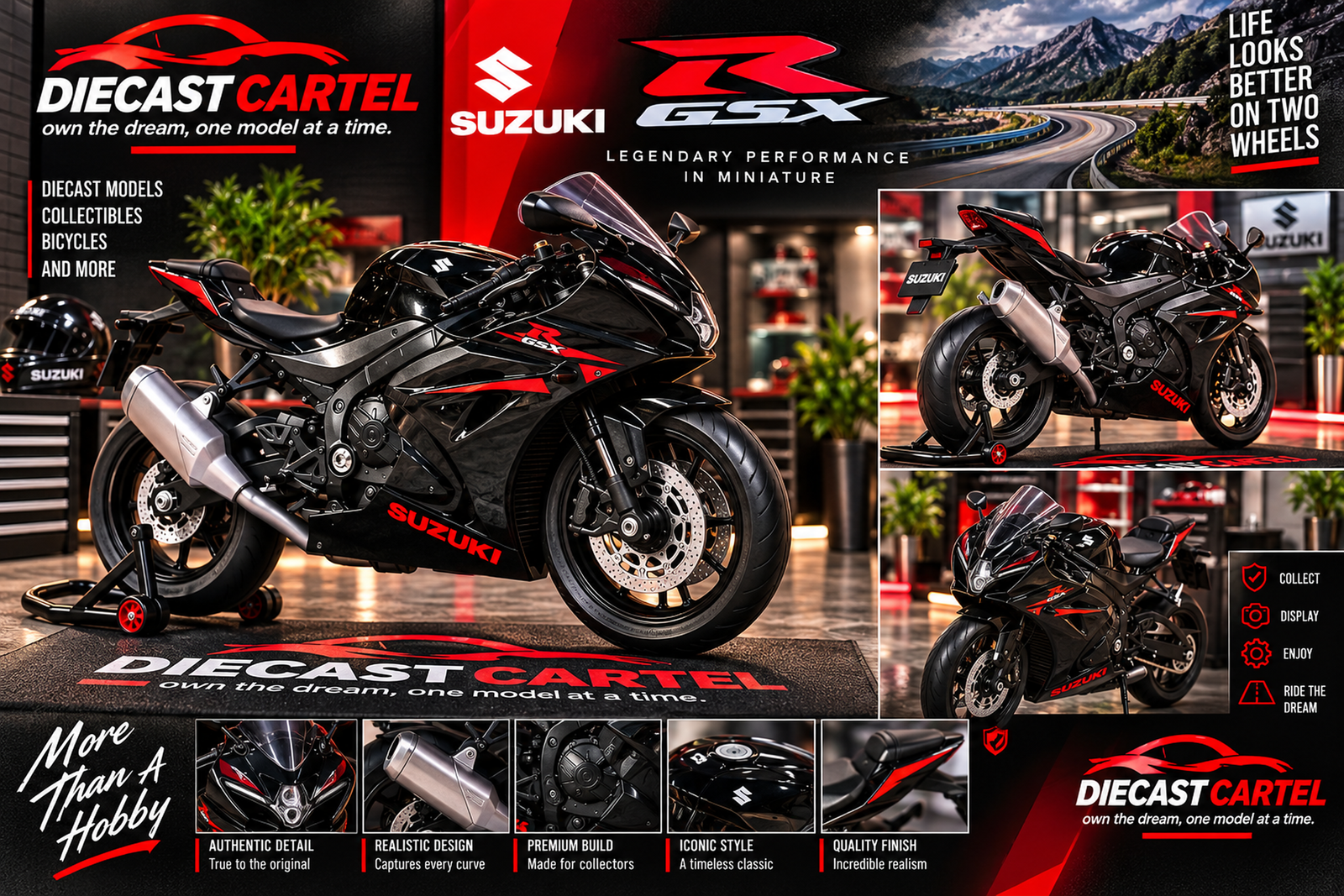 1:18 scale Suzuki GSX-1000R motorcycle model