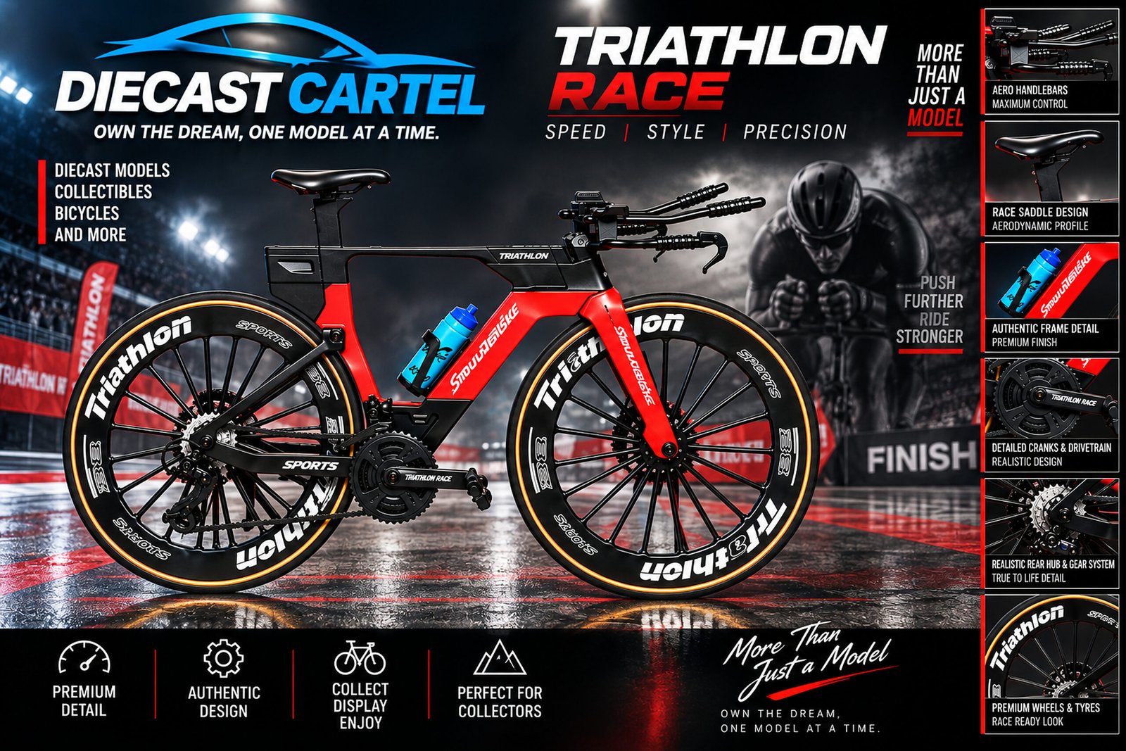 1:10 scale triathlon bicycle model