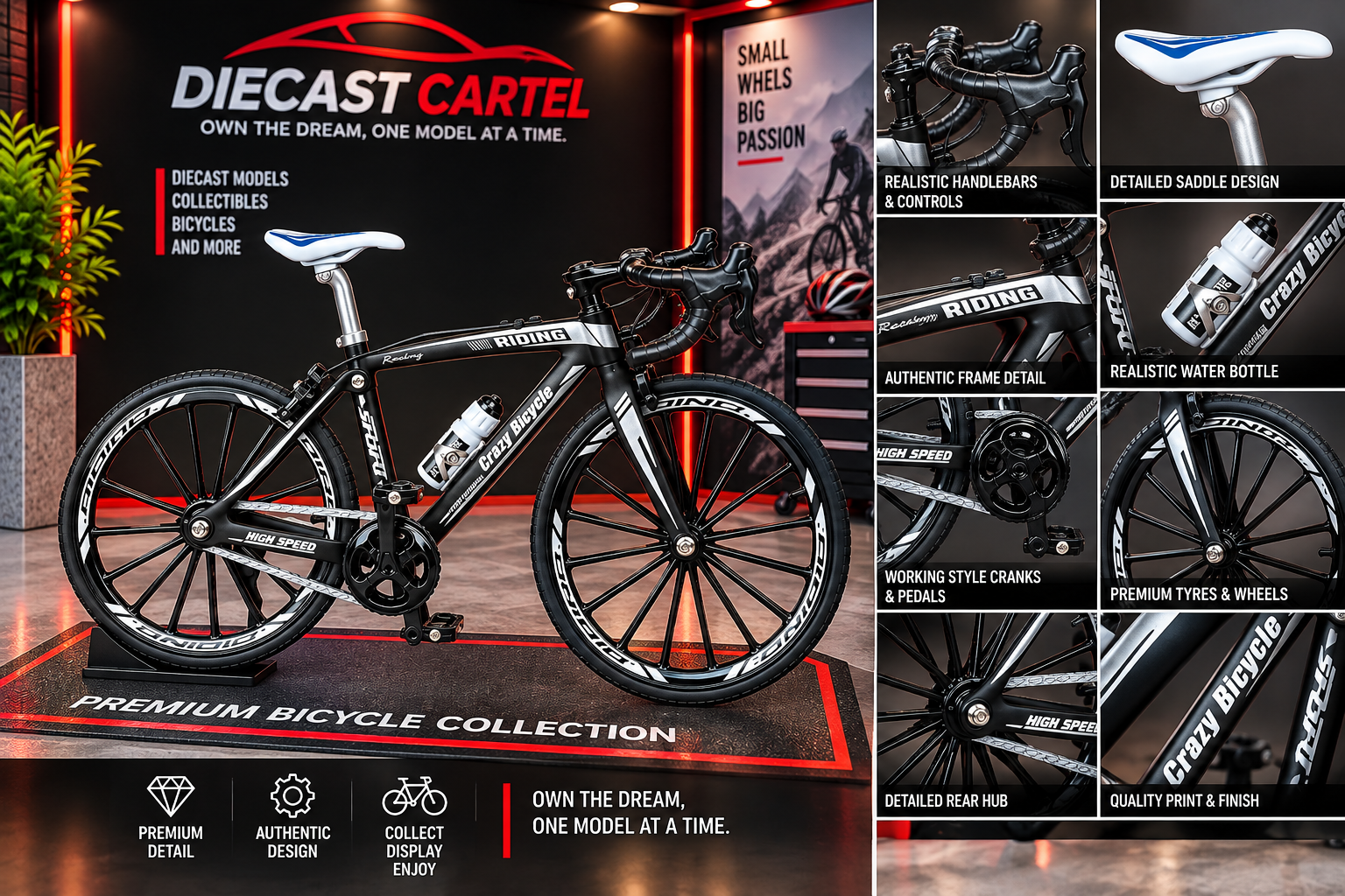 1:10 scale road racing bicycle model